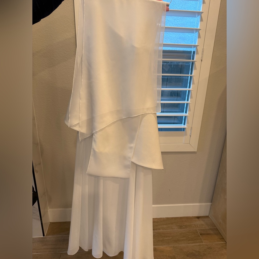 Monaco White Dress with Scarf - Picture 12 of 13